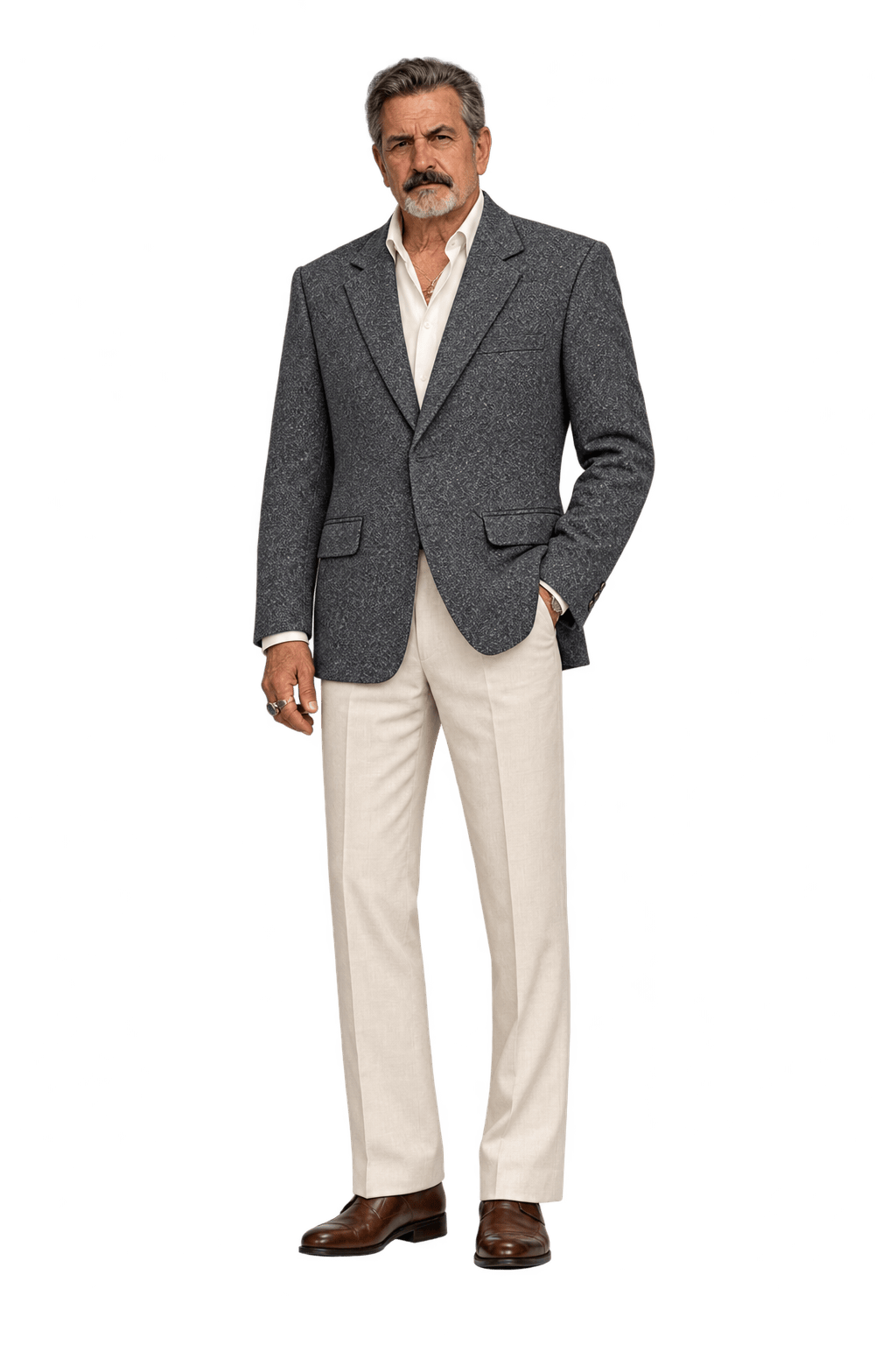 1980s Charcoal Gray Wool-Like Blazer - Model