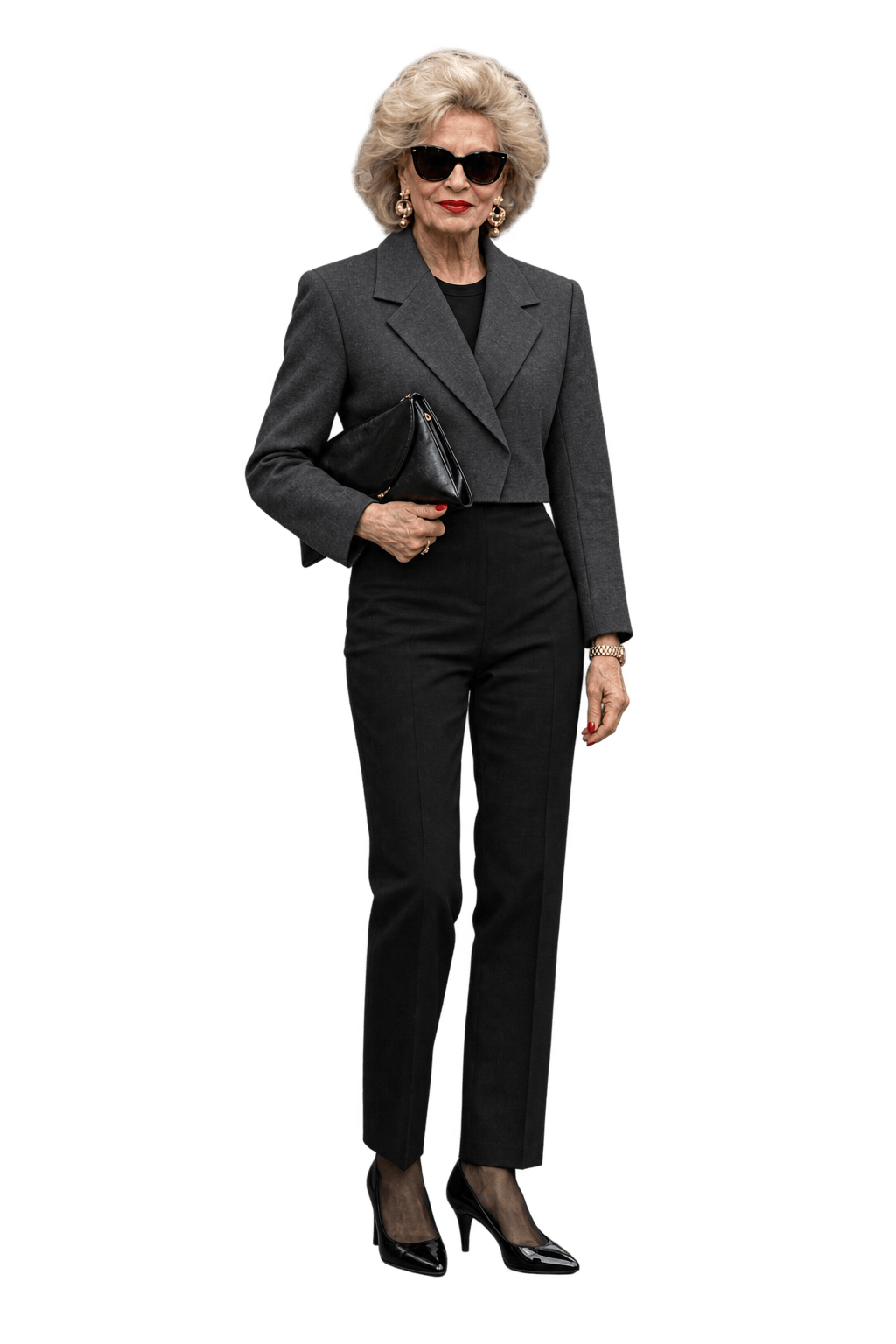 1980s Charcoal Gray Woven Blazer - Model