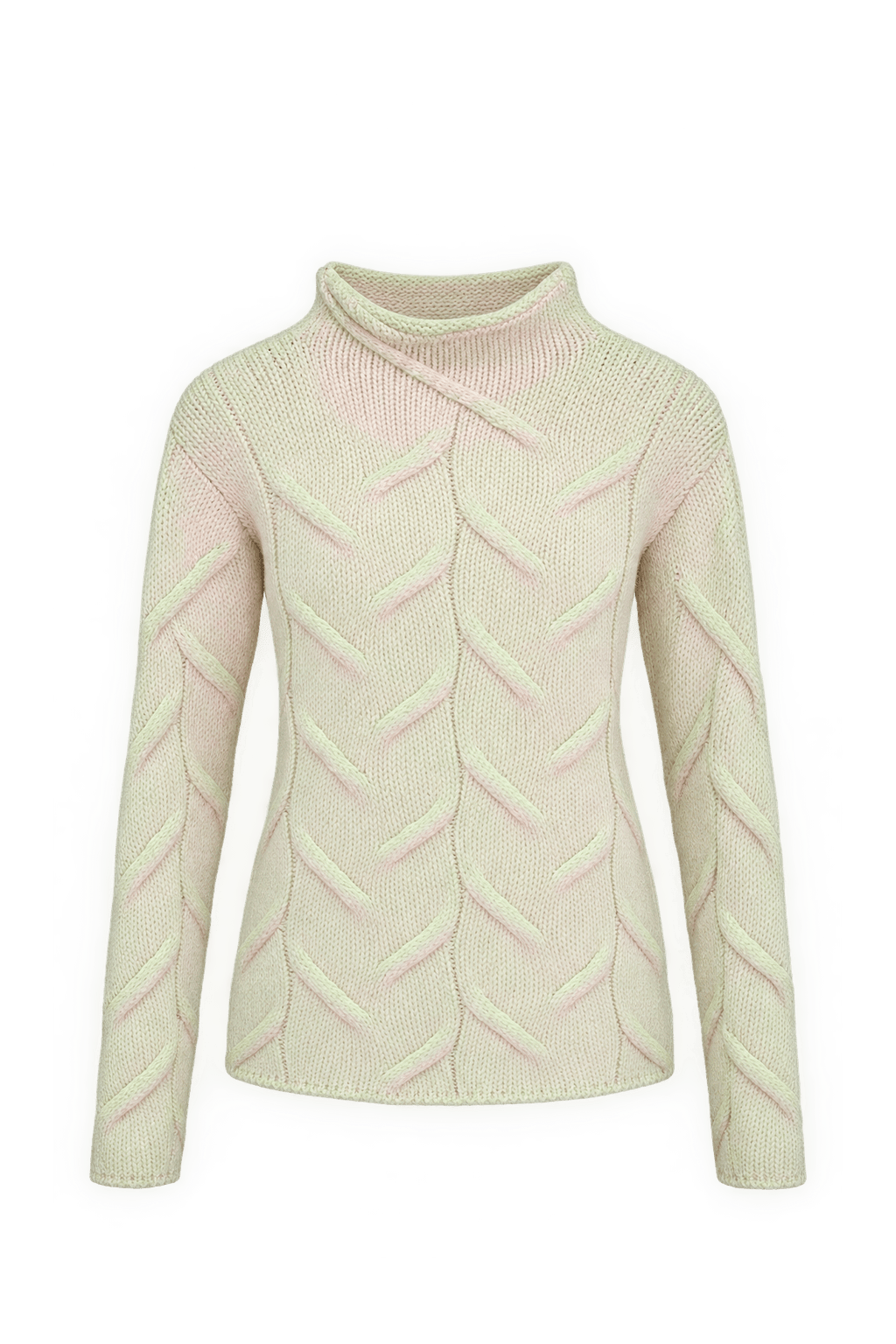 1990s Pale Cream Pink Knit Sweater - Front View