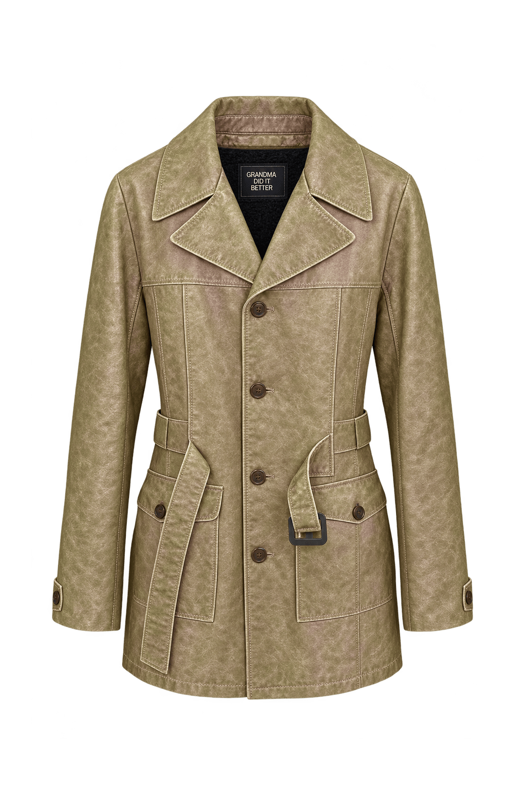 1970s Mottled Antique Gold Leather Jacket - Front View