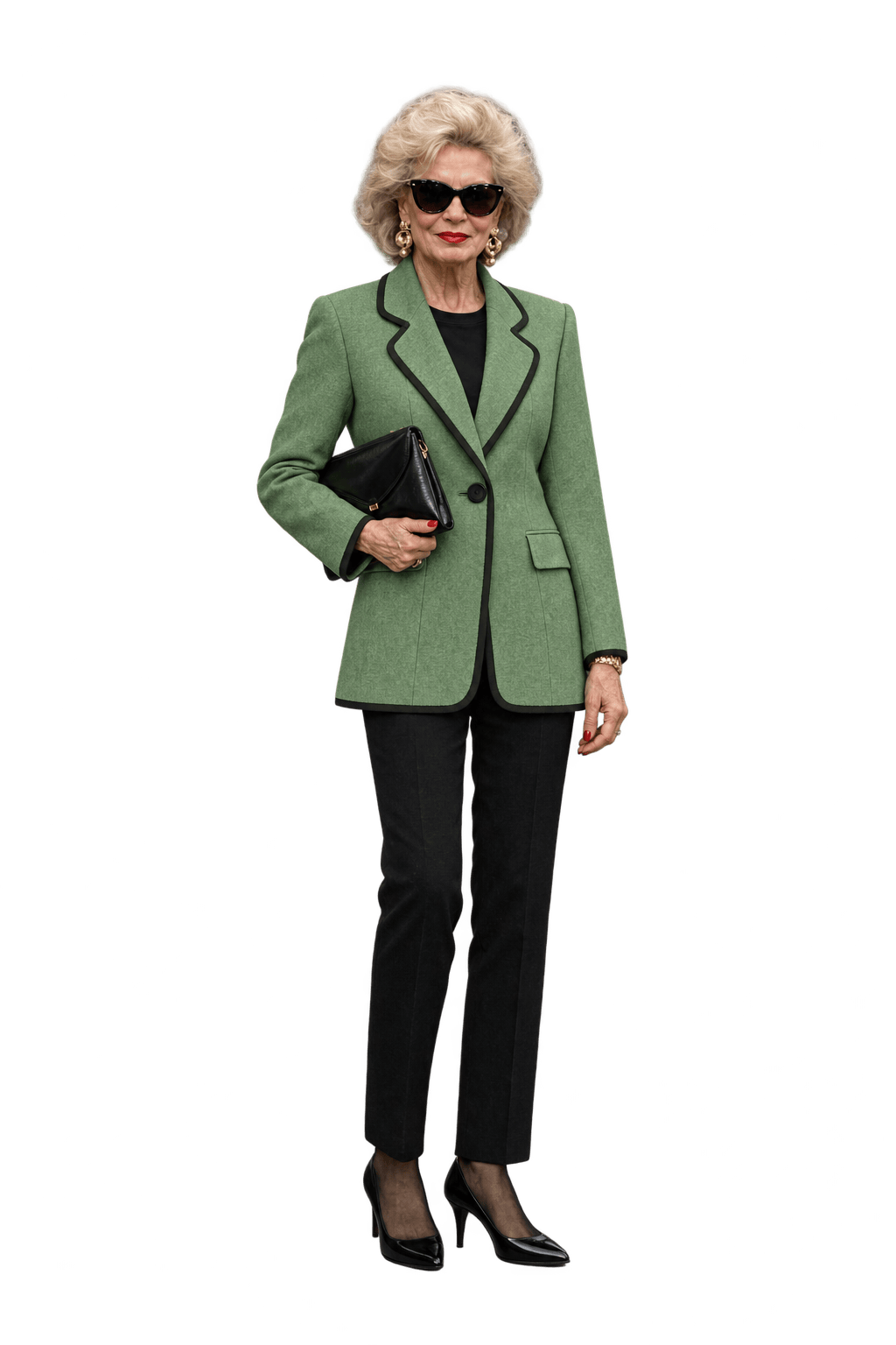 1980s Sage Green Woven Fabric Blazer - Model