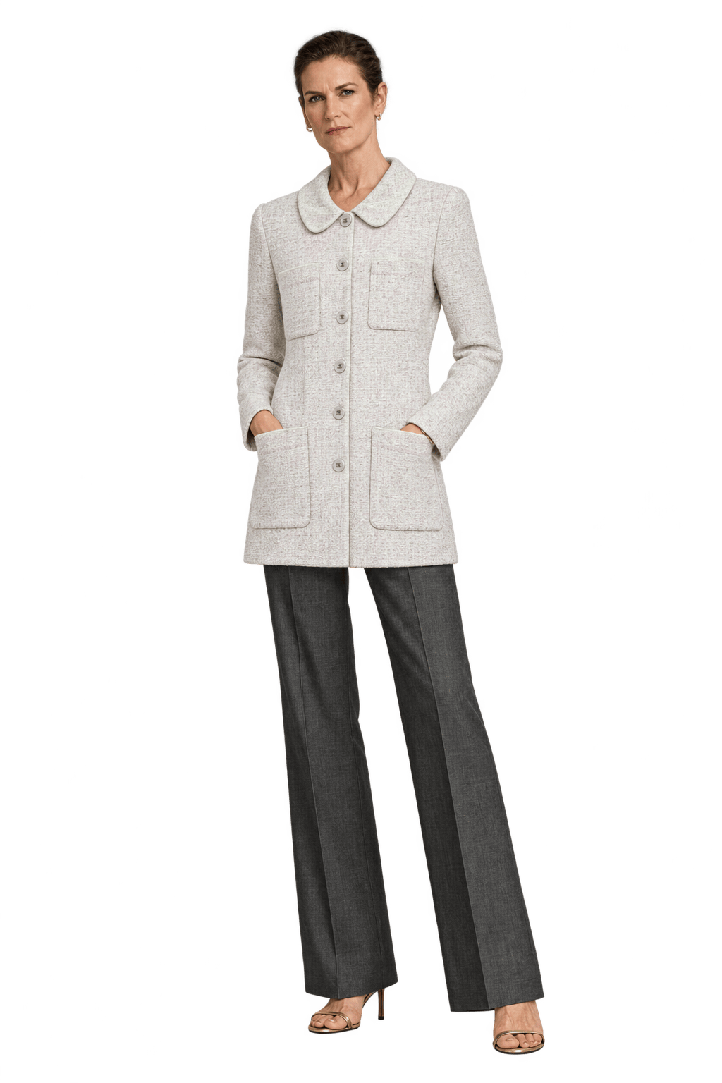 1990s Warm Ivory Textured Blazer - Model