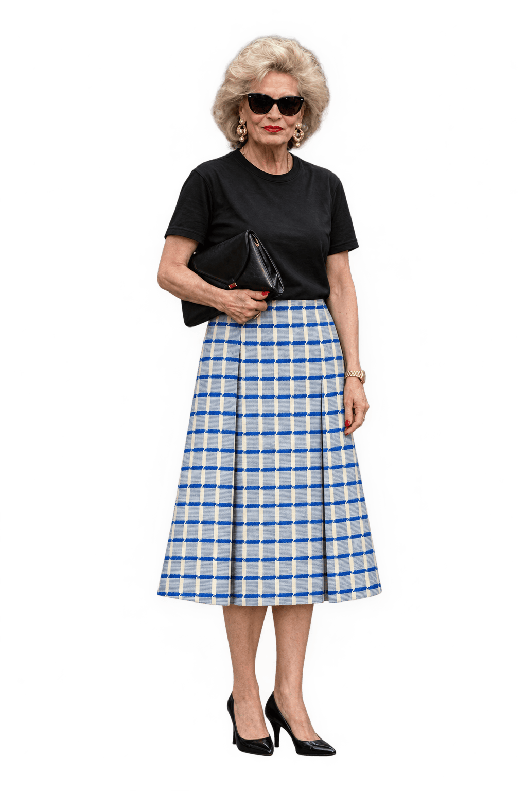1980s Pale Blue Woven Skirt - Model