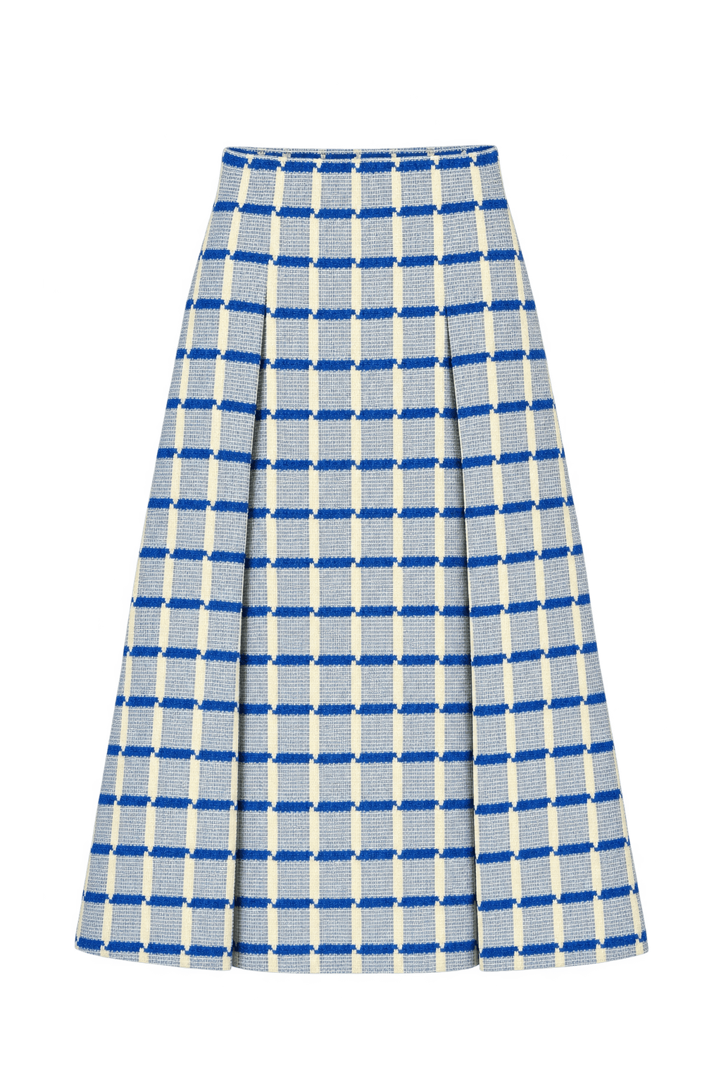 1980s Pale Blue Woven Skirt - Front View