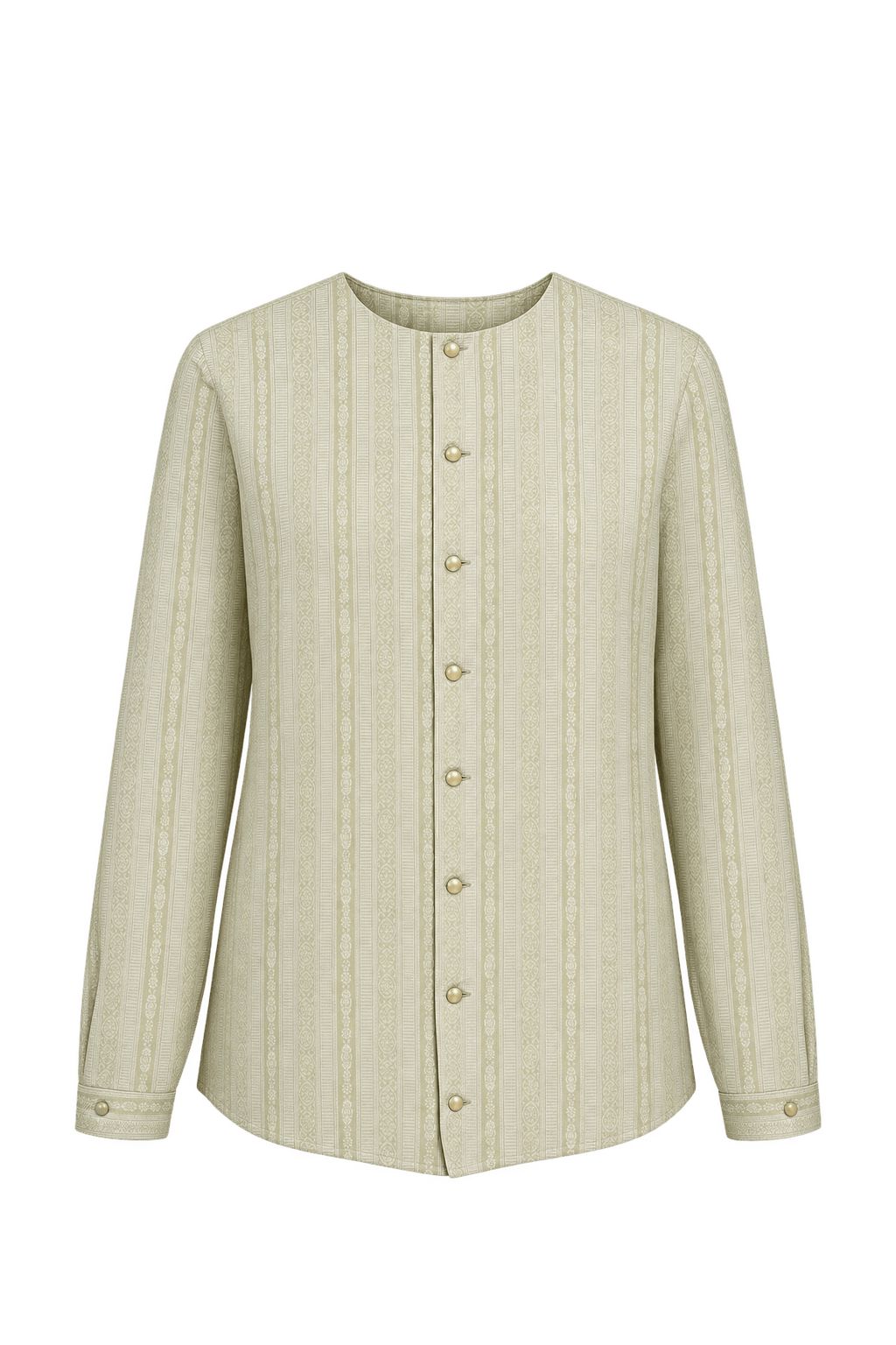 1980s Pale Pistachio Green Woven Blouse - Front View