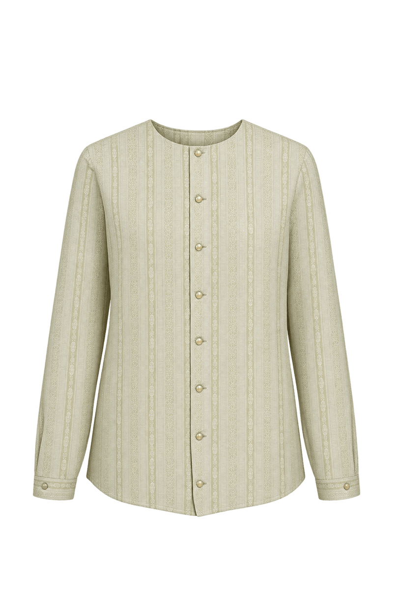 1980s Pale Pistachio Green Woven Blouse - Front View