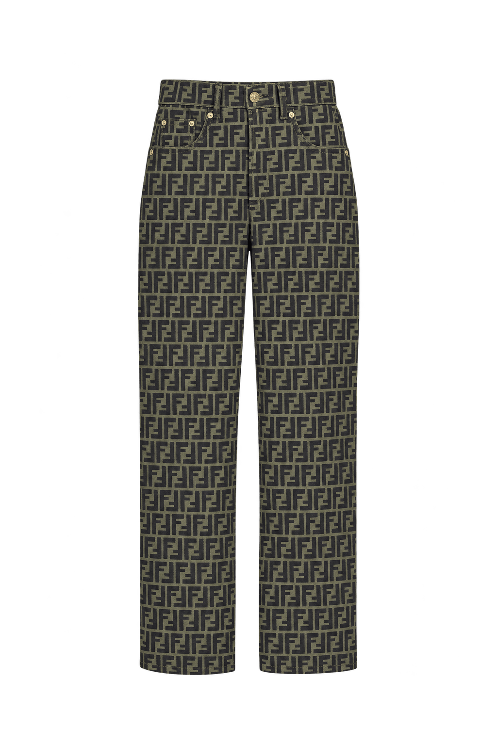 1990s Olive-Taupe Brown Woven Pants - Front View