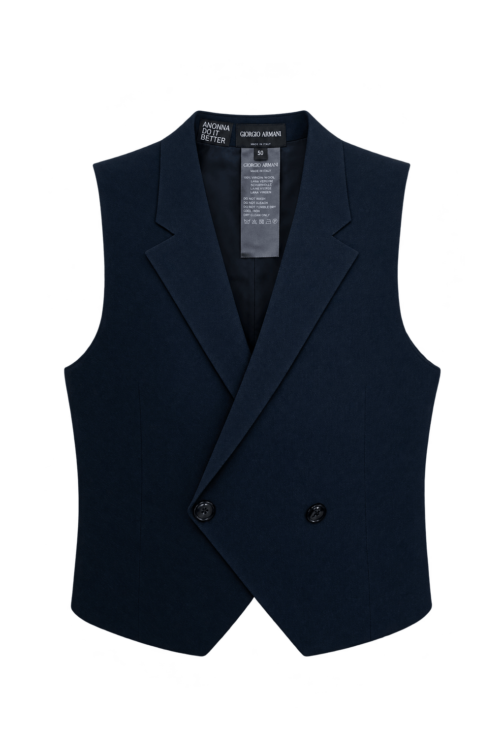 1990s Very Dark Navy Blue Woven Vest - Front View