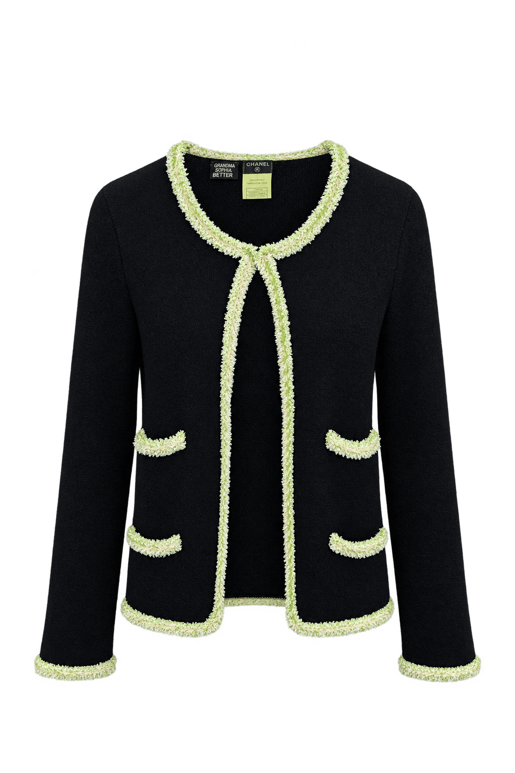 1990s Black Fine Knit Cardigan - Front View