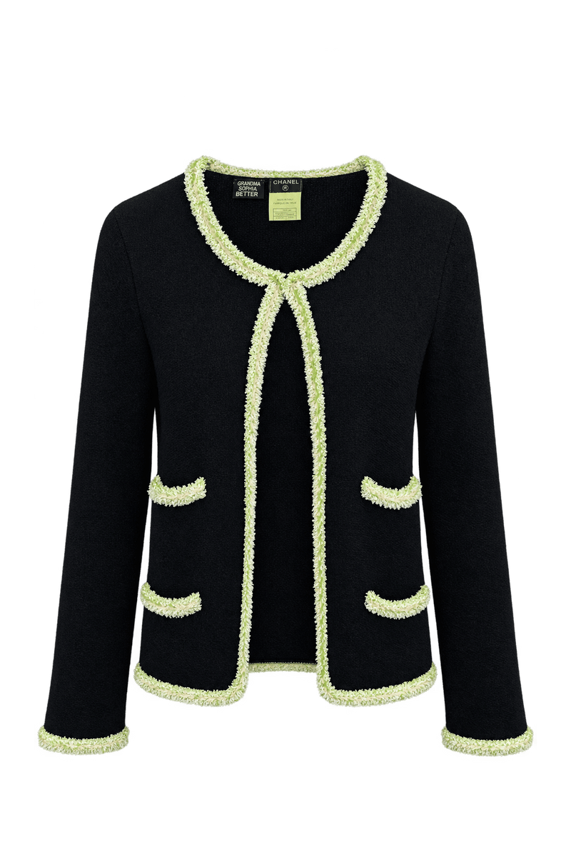 1990s Black Fine Knit Cardigan - Front View