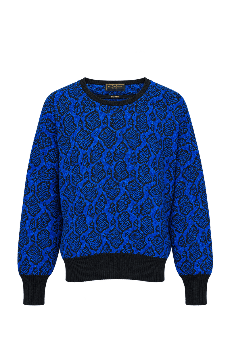 1980s Cobalt Blue Knit Sweater - Front View