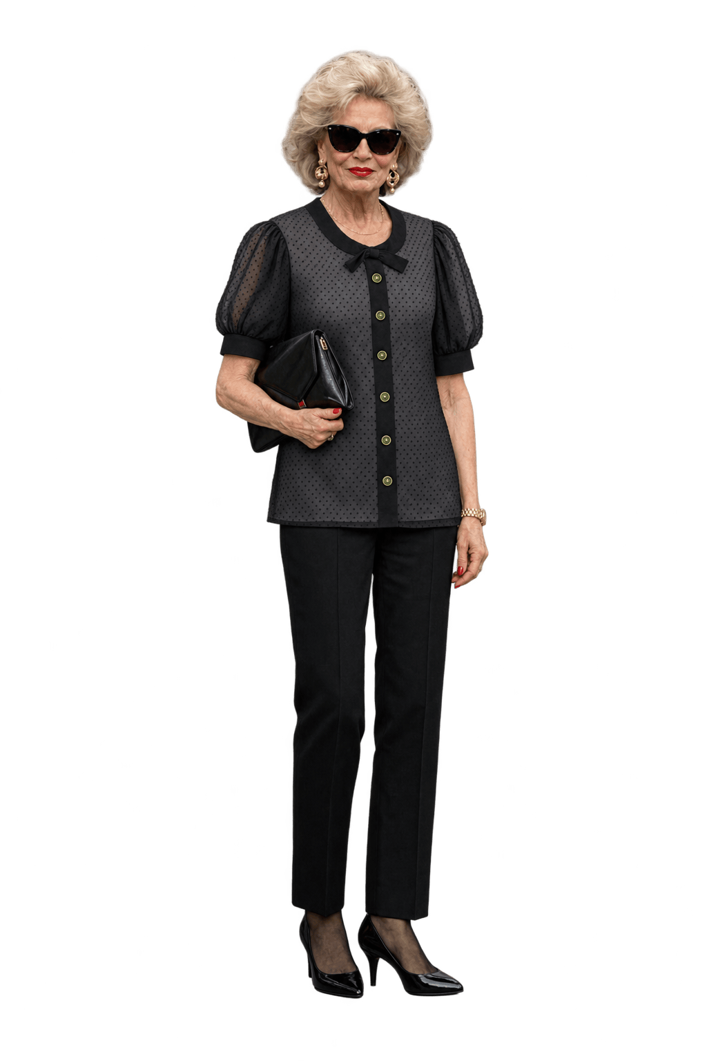 1980s Black Sheer Woven Blouse - Model