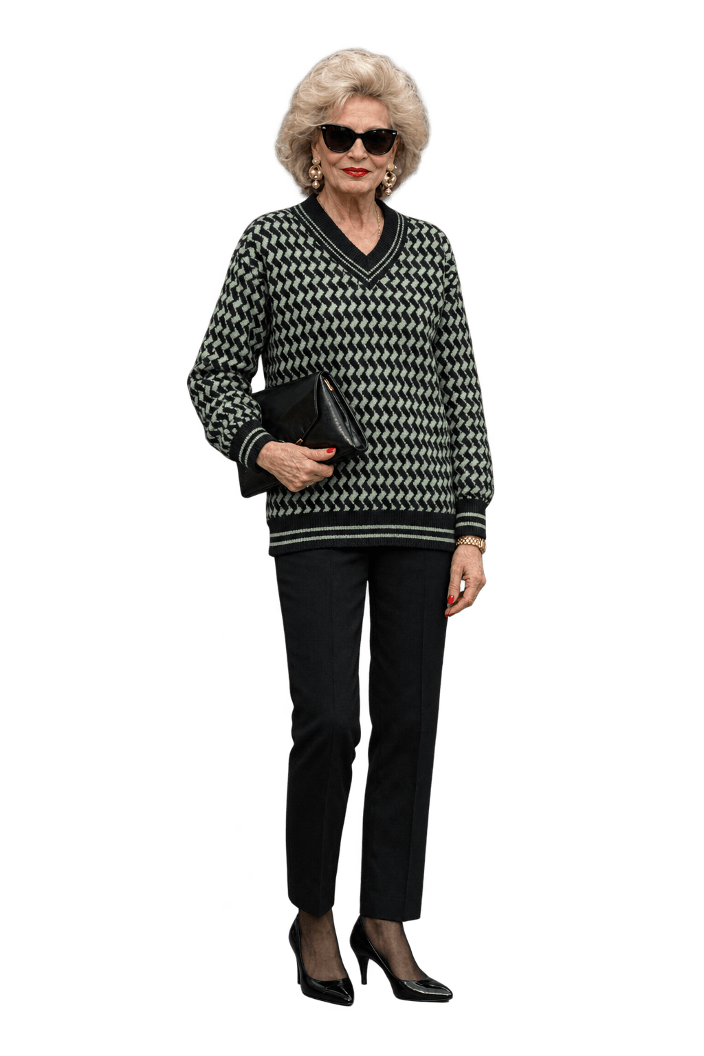 1980s Black Knit Sweater - Model