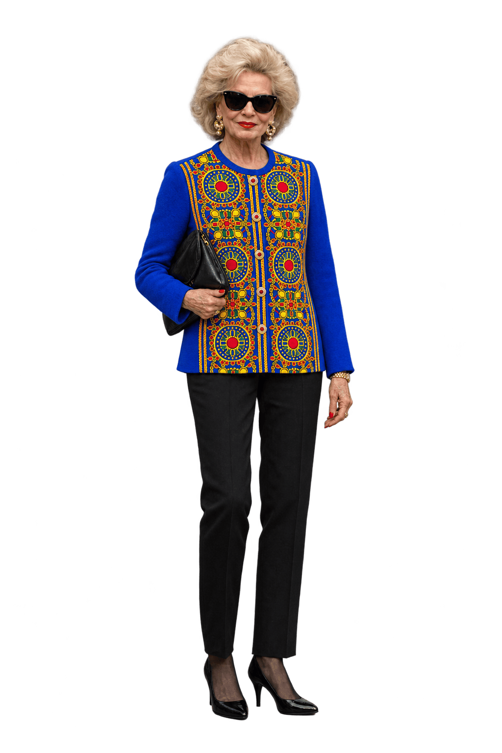 1980s Royal Blue Knit Cardigan - Model