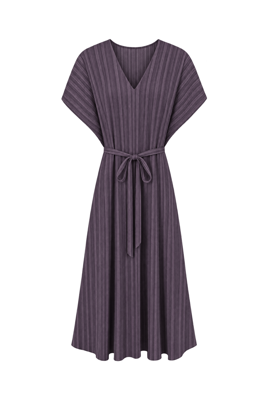 1990s Muted Plum Purple Synthetic Dress - Front View