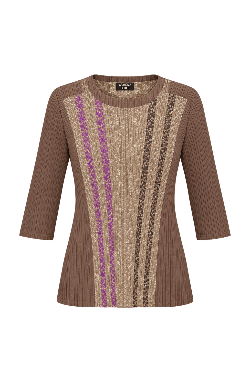 1990s Taupe Brown Synthetic Sweater - Front View