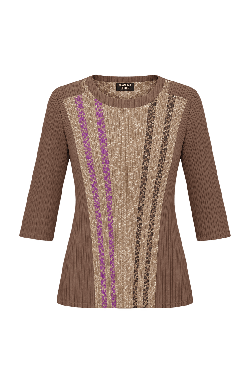 1990s Taupe Brown Synthetic Sweater - Front View