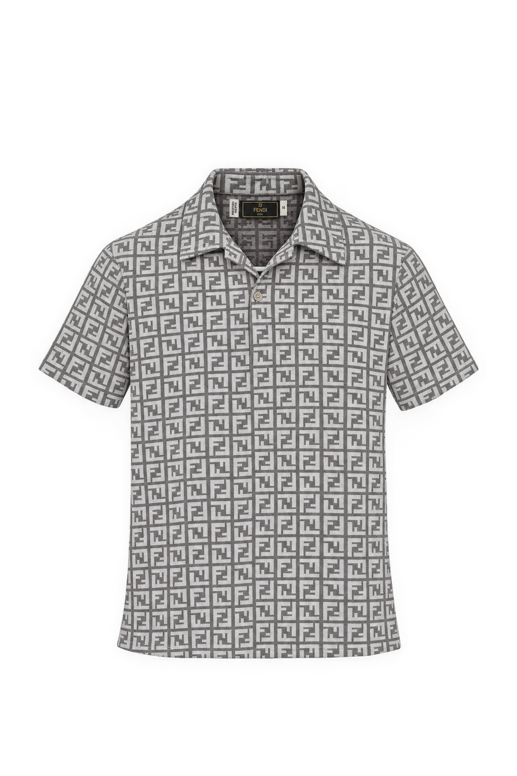 1990s Light Grey Knit Polo - Front View