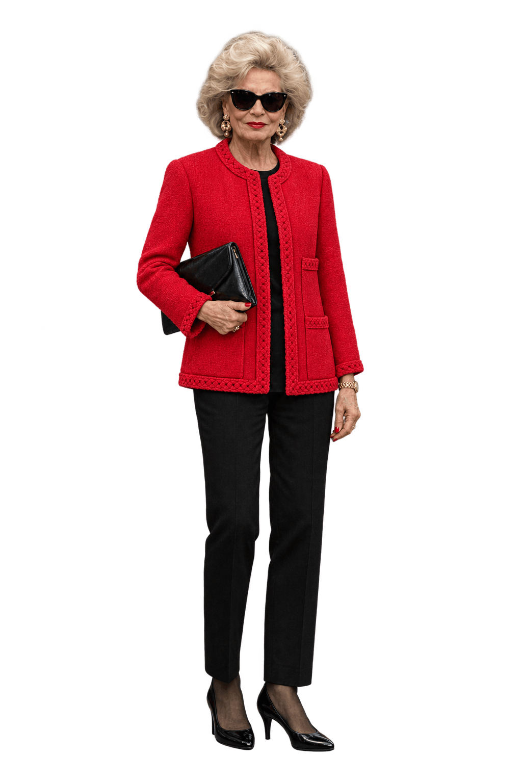 1980s Bright Red Textured Fabric Jacket - Model