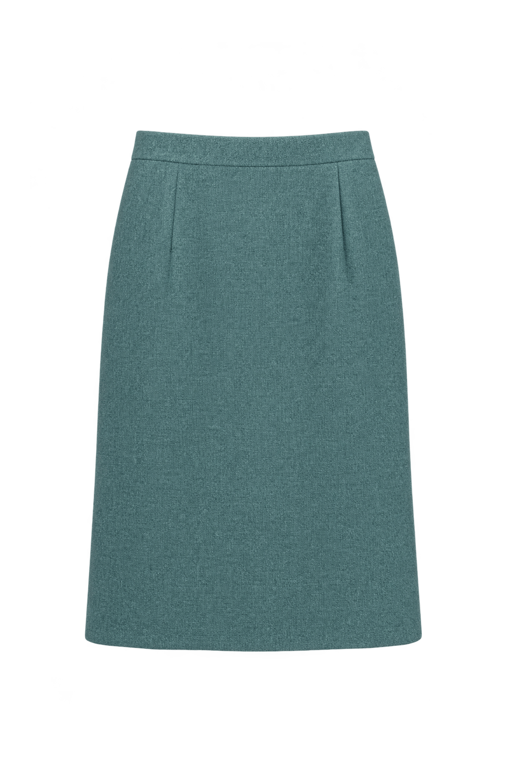 1980s Muted Teal Green Wool Skirt - Front View
