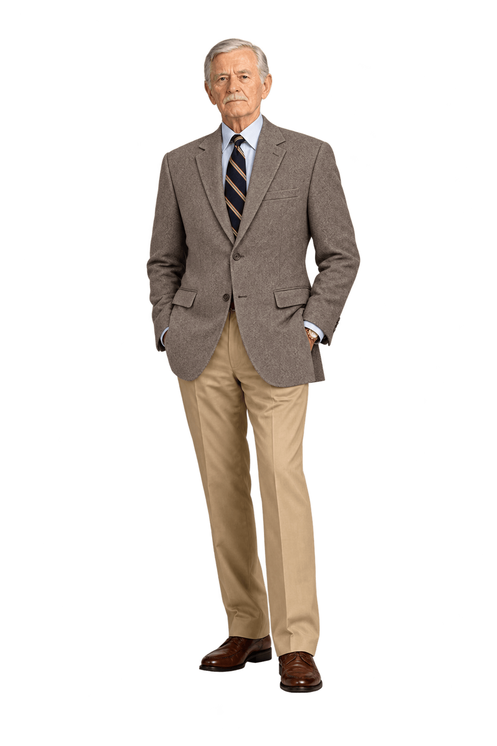 1960s Taupe Brown Woven Fabric Blazer - Model
