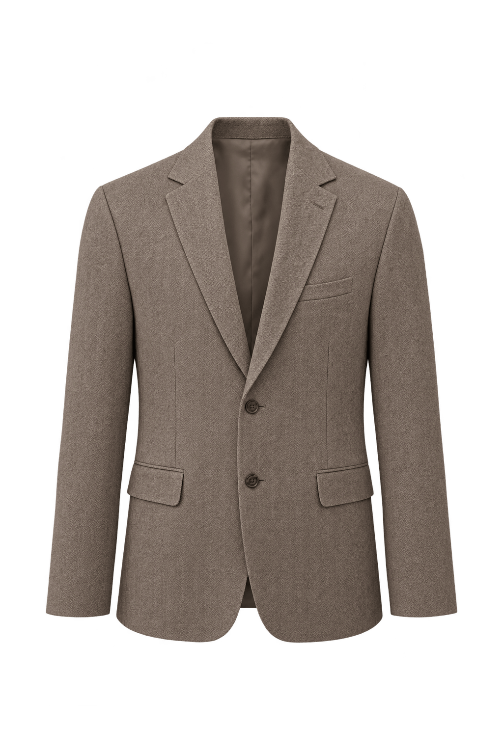 1960s Taupe Brown Woven Fabric Blazer - Front View