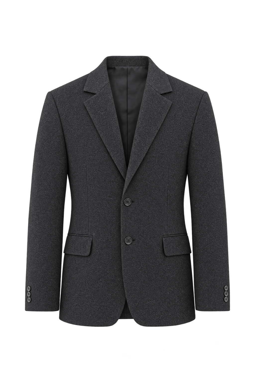 1980s Dark Charcoal Grey Wool Blazer - Front View