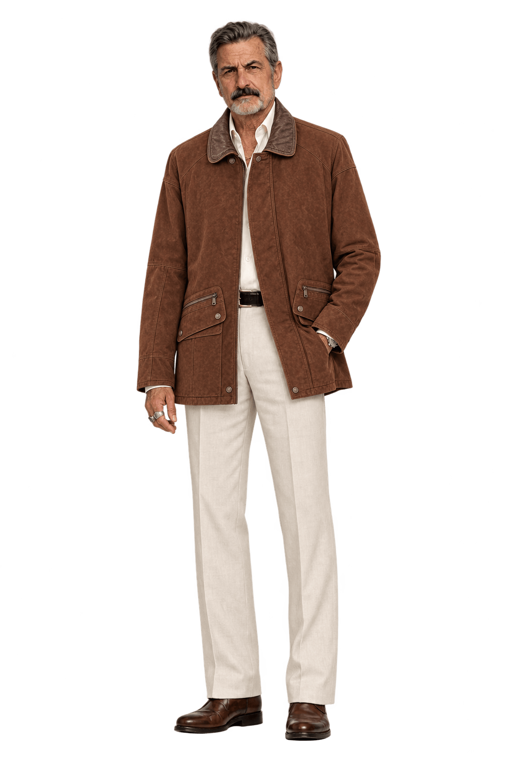 1980s Warm Chestnut Brown Suede-like Jacket - Model