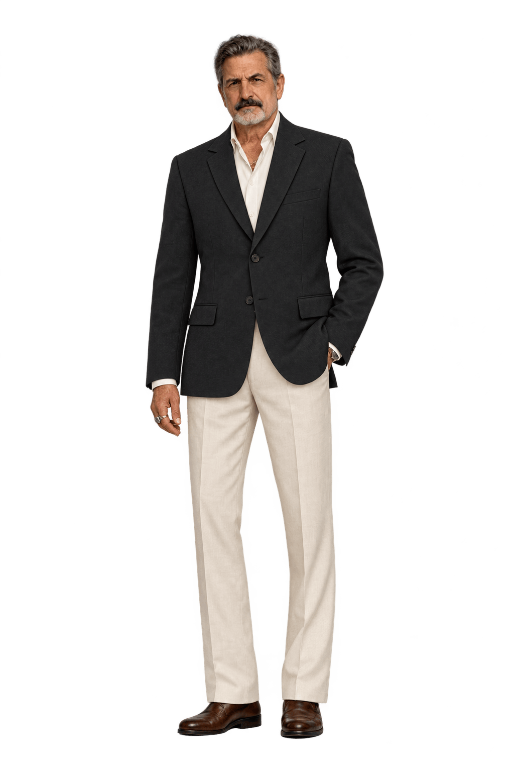 1980s Black Wool-like Blazer - Model