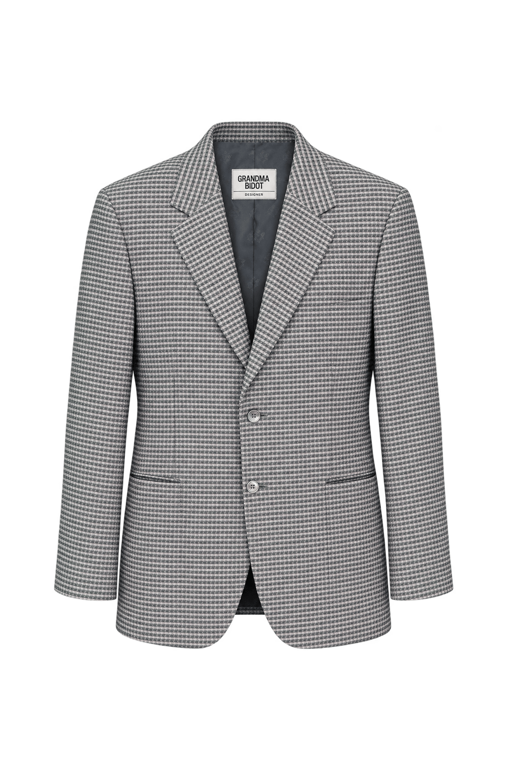 1980s Grey Woven Suiting Fabric Blazer - Front View