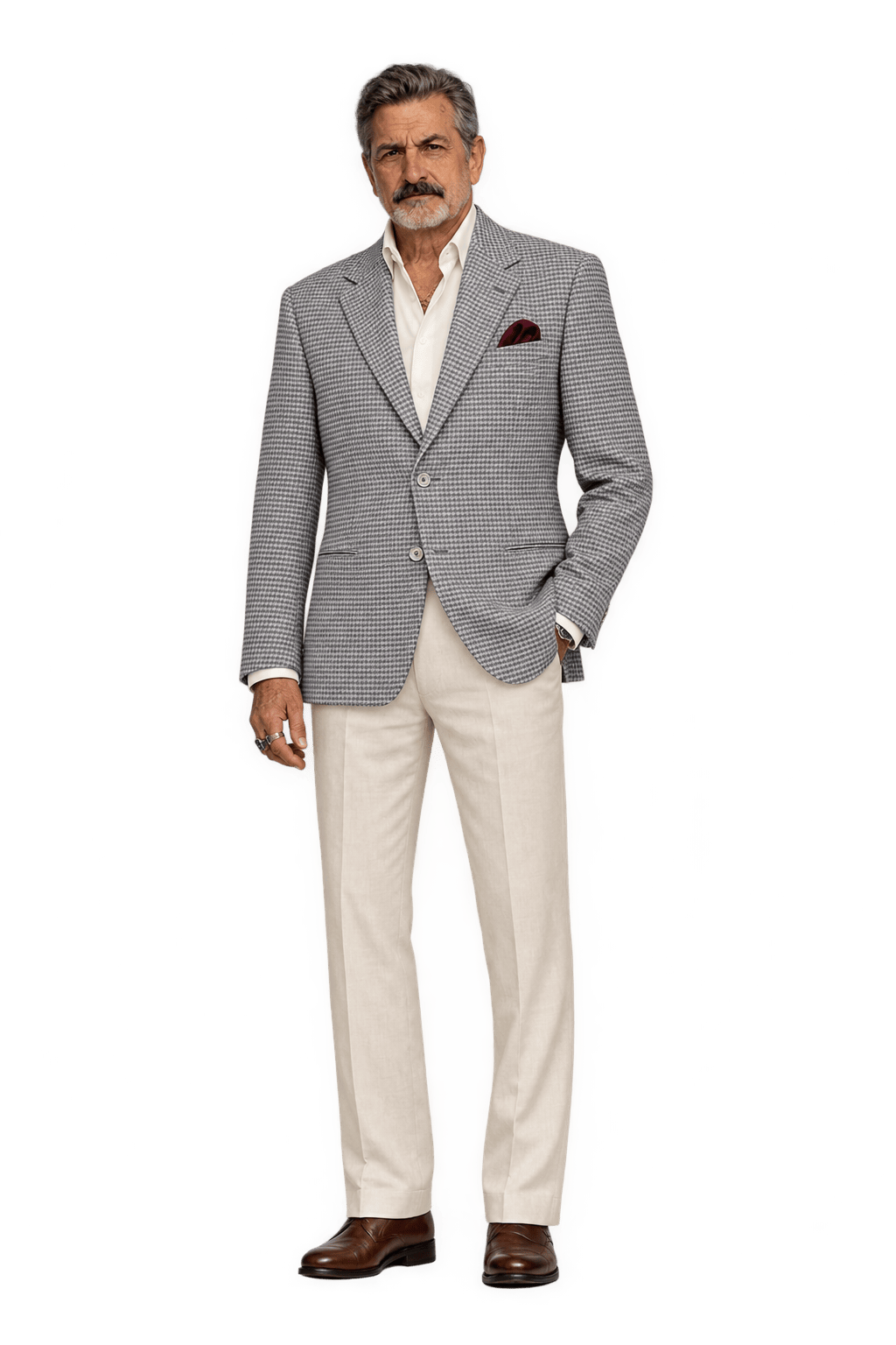 1980s Grey Woven Suiting Fabric Blazer - Model