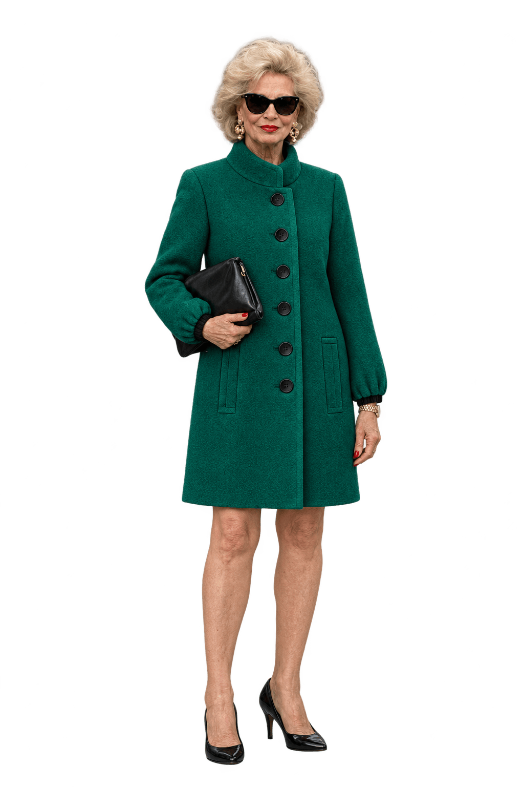 1980s Emerald Green Wool Coat - Model