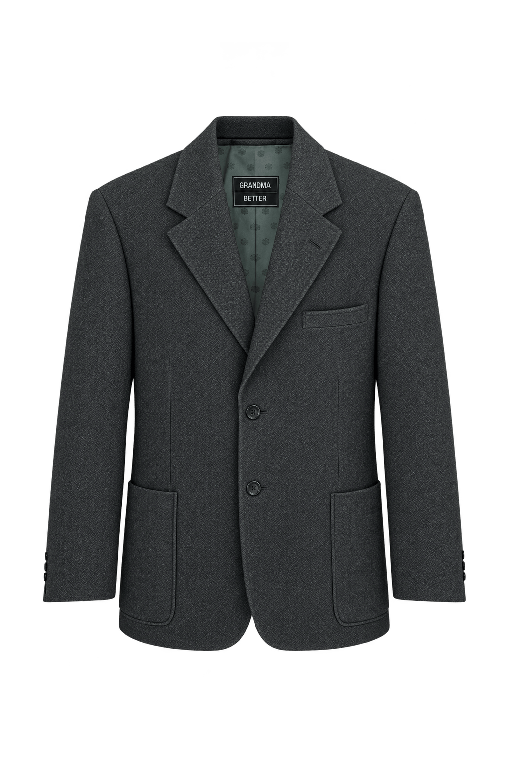 1980s Charcoal Gray Wool Blazer - Front View