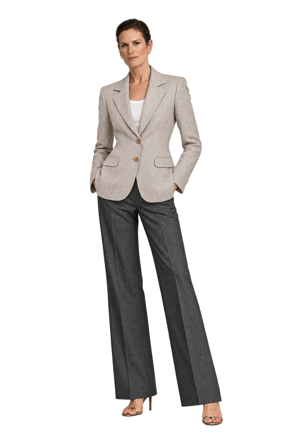 1990s Light Beige Linen Blazer - Model
