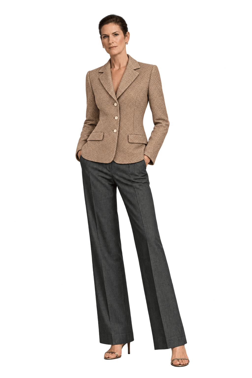 1990s Warm Beige Woven Blazer - Model