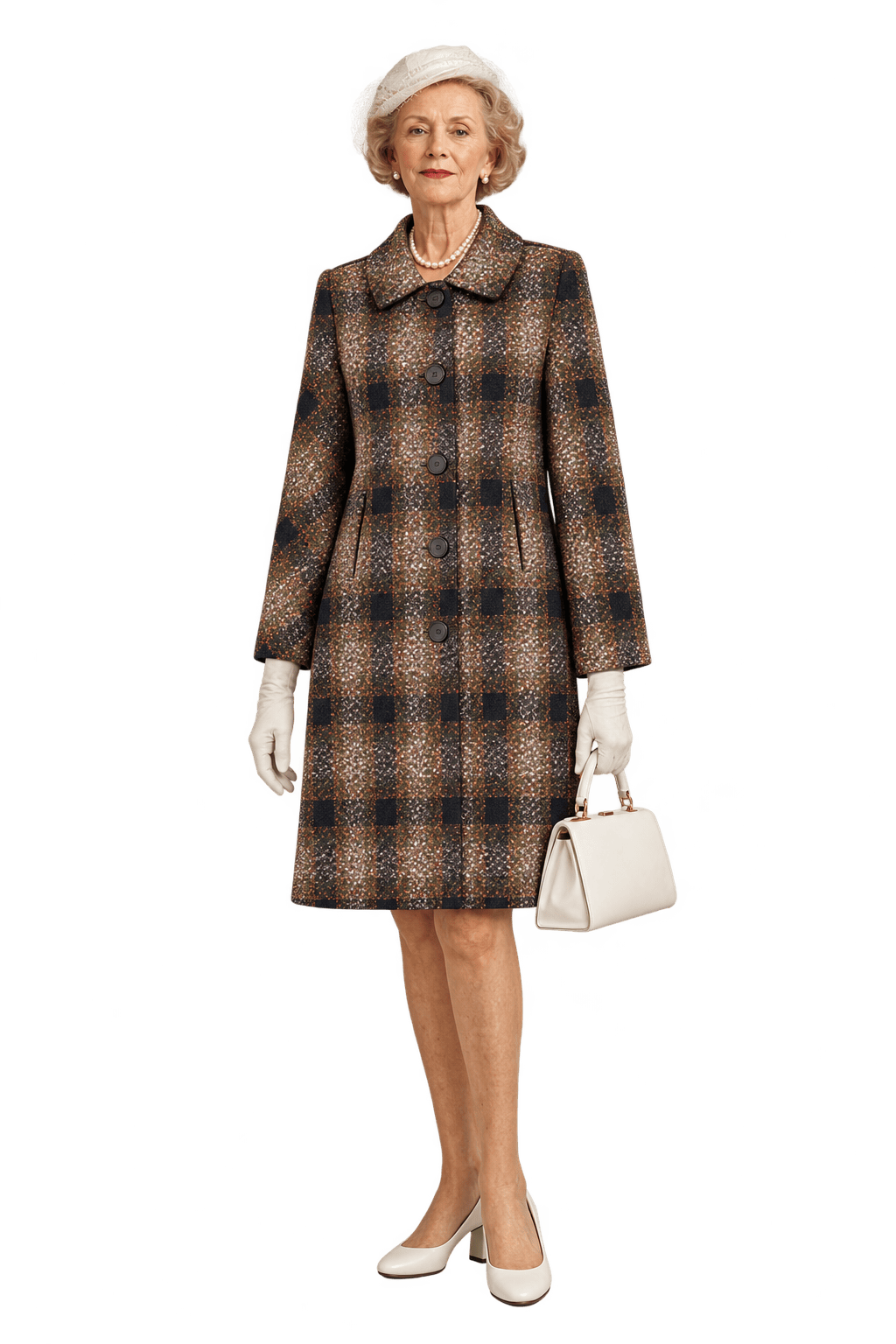 1950s Mottled Brown and Olive Wool Coat - Model