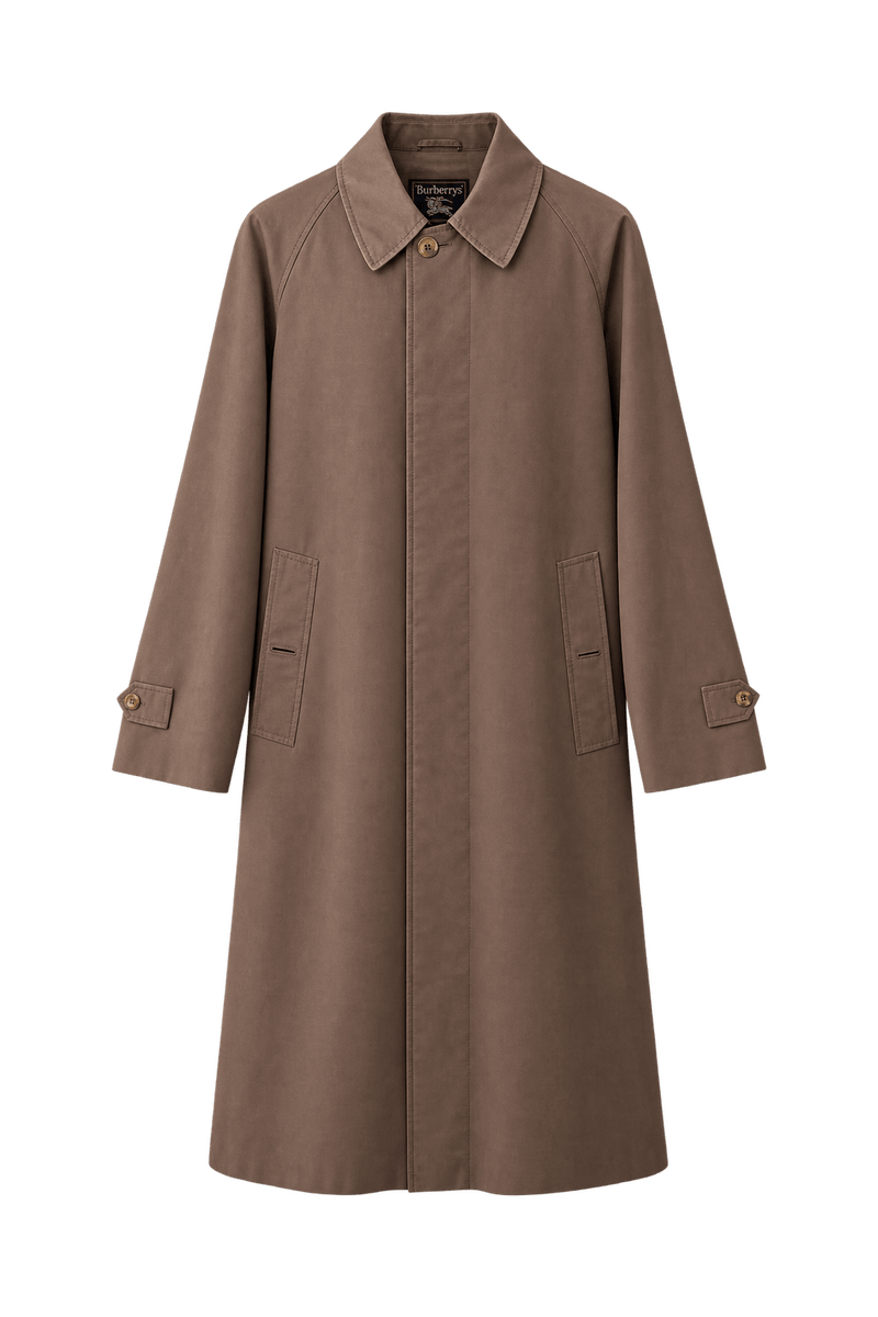 1980s Warm Taupe Brown Woven Coat - Front View