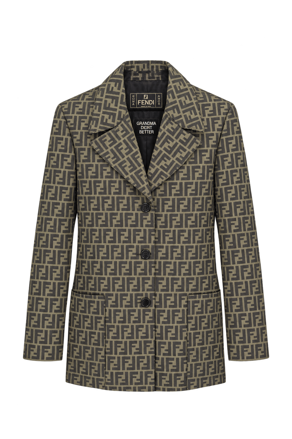 1990s Olive Brown Woven Blazer - Front View
