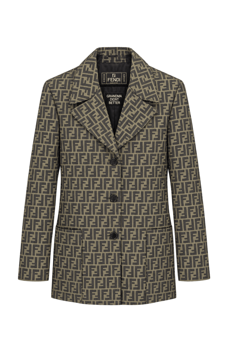 1990s Olive Brown Woven Blazer - Front View