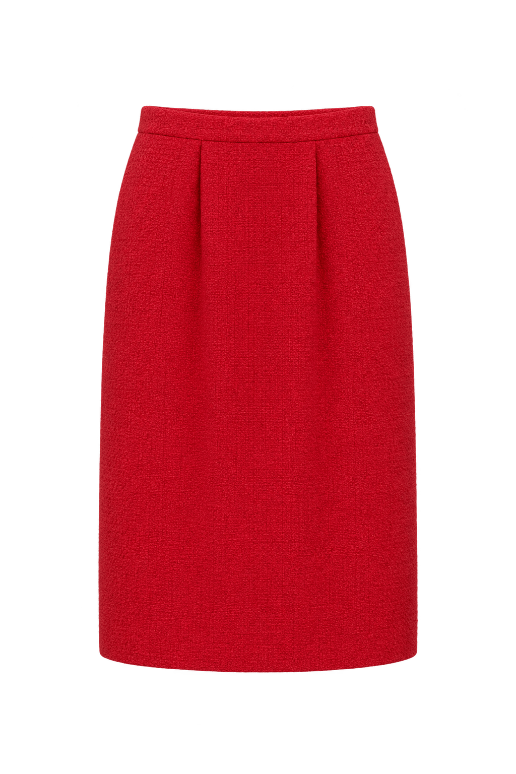 1980s Bright Red Wool Skirt - Front View