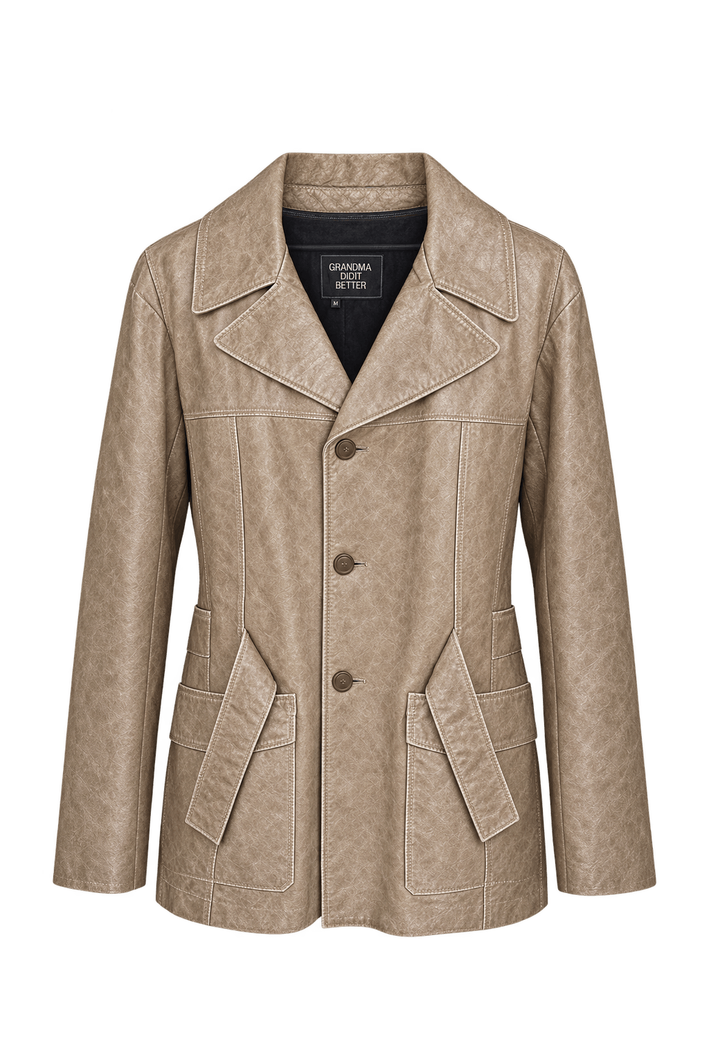 1980s Weathered Tan Leather Jacket - Front View