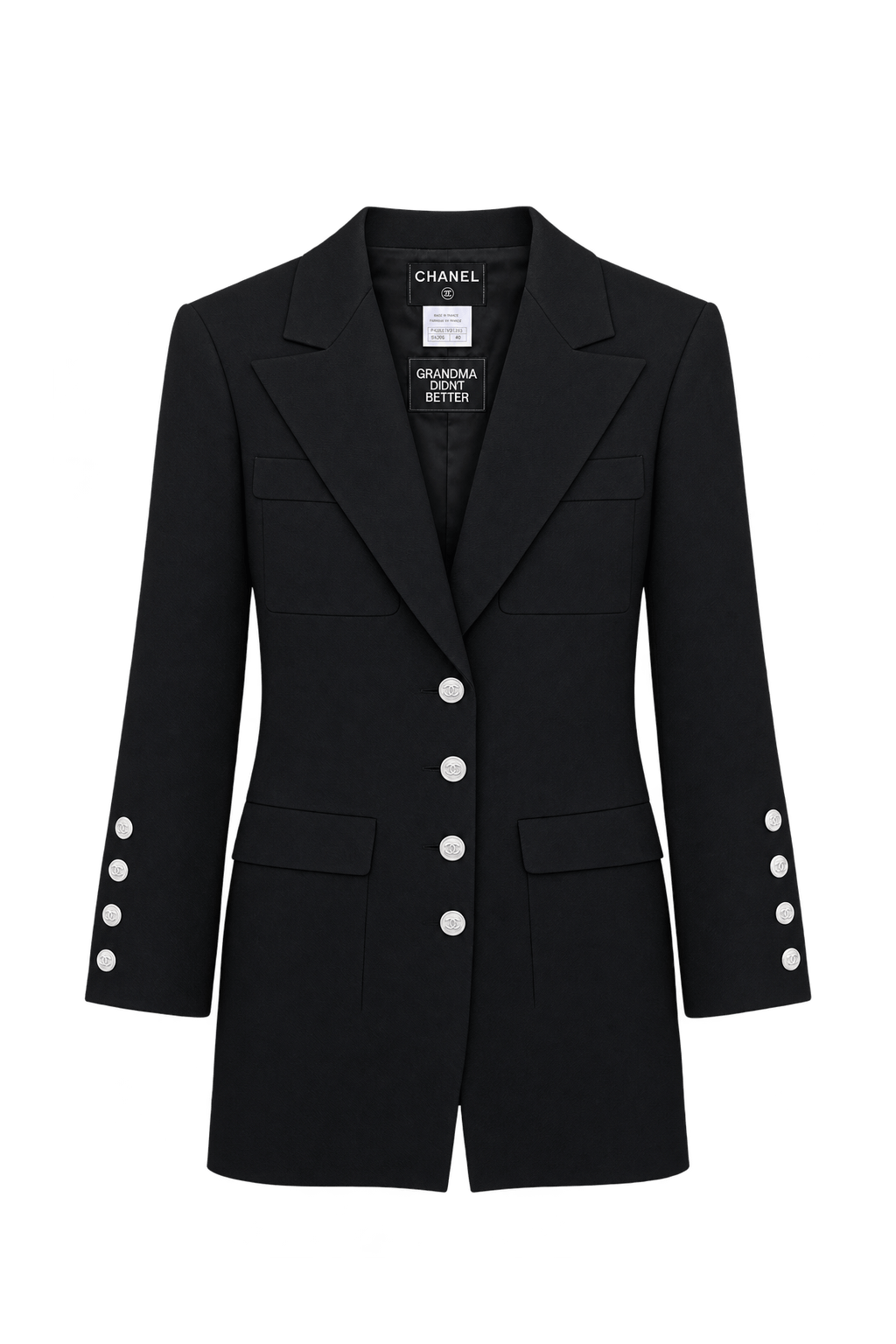 1980s Black Woven Blazer - Front View