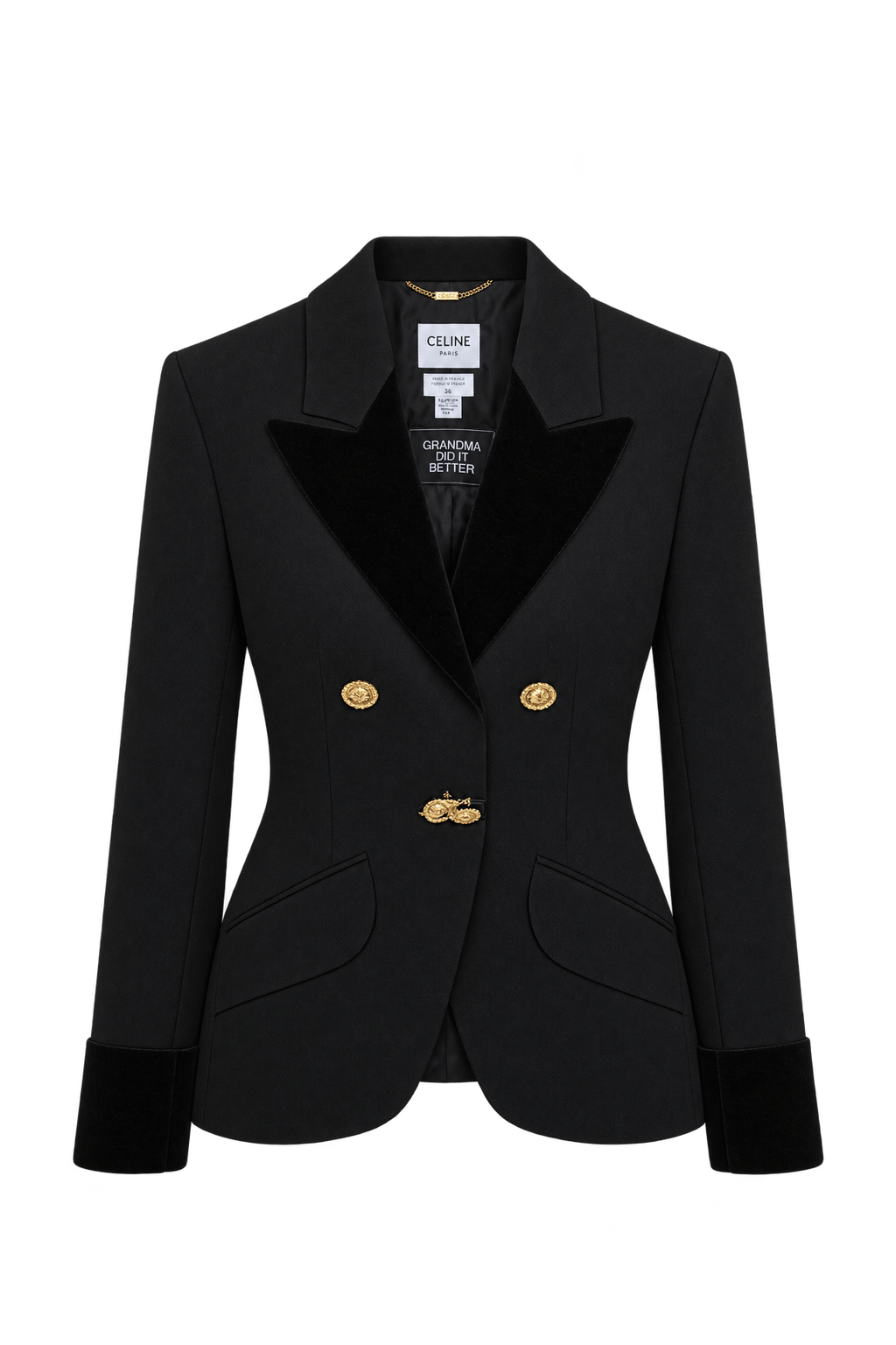 1980s Black Woven Textile Blazer - Front View