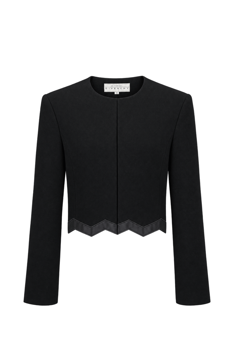 1990s Black Woven Fabric Jacket - Front View