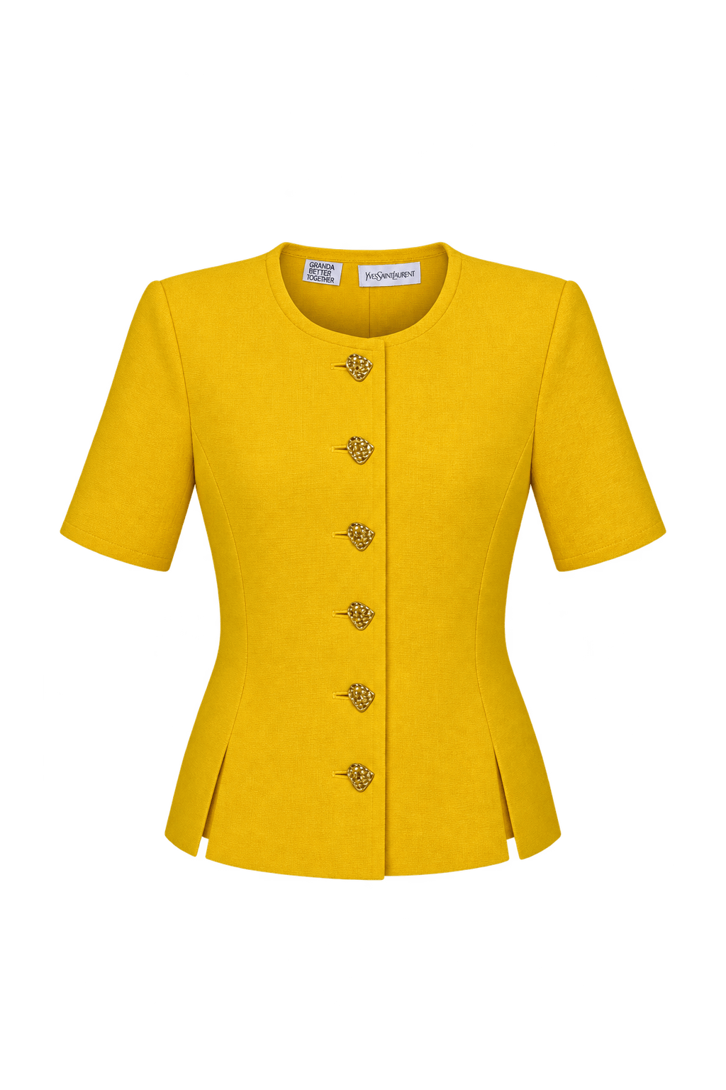 1980s Bright Golden Yellow Woven Fabric Jacket - Front View