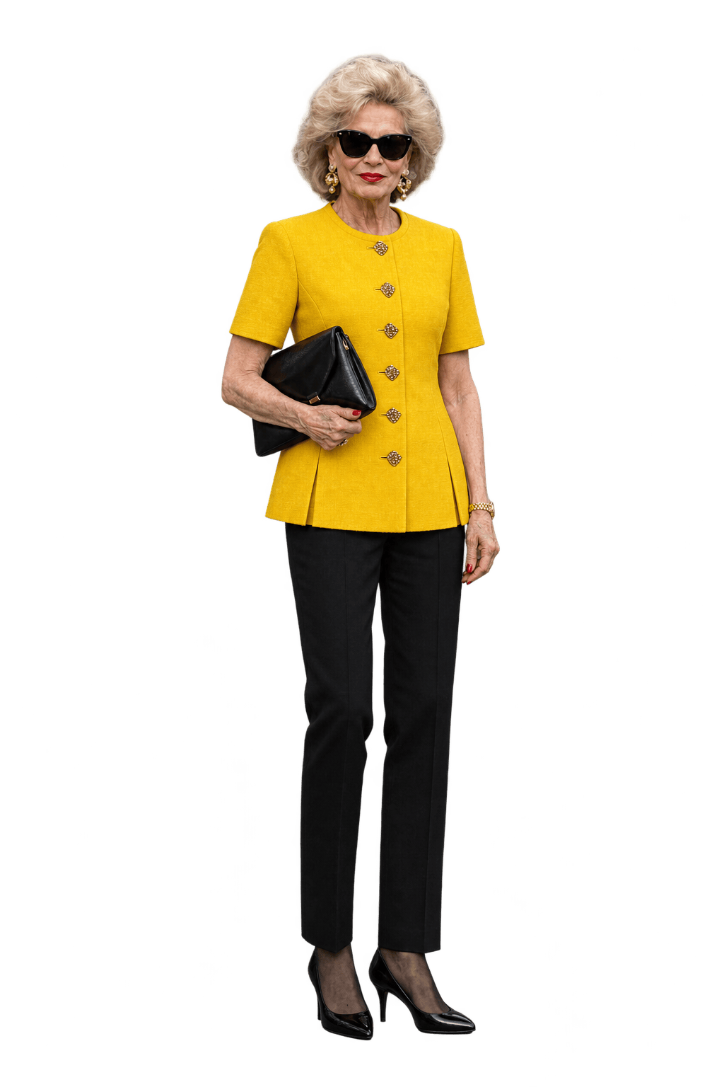 1980s Bright Golden Yellow Woven Fabric Jacket - Model