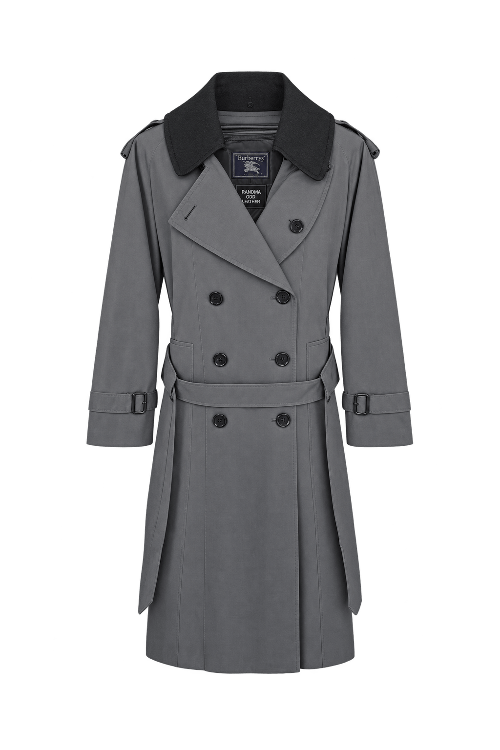 1980s Charcoal Gray Woven Trench Coat - Front View