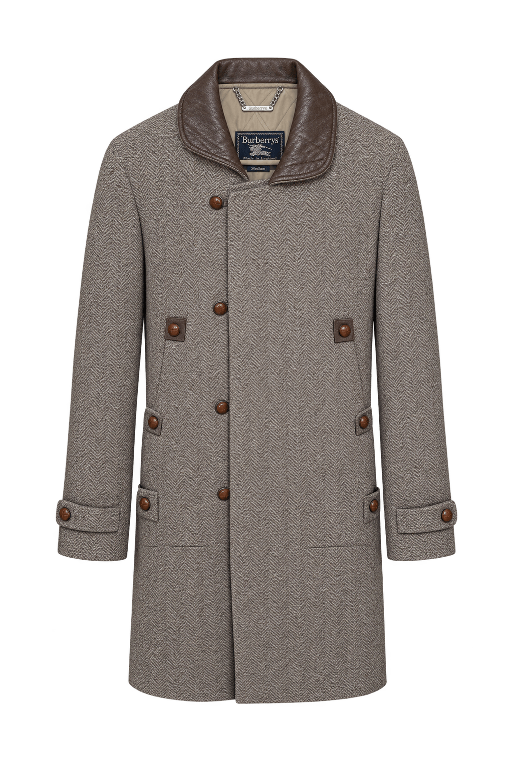 1980s Taupe Brown Wool Coat - Front View