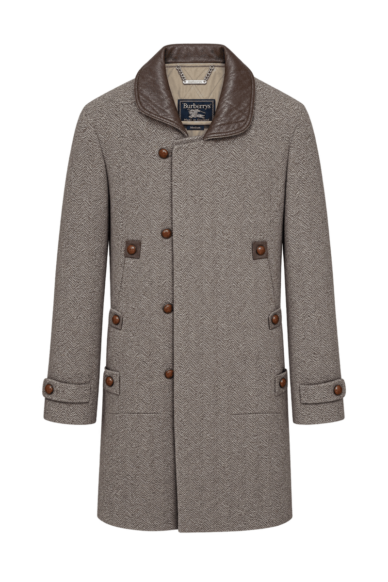 1980s Taupe Brown Wool Coat - Front View
