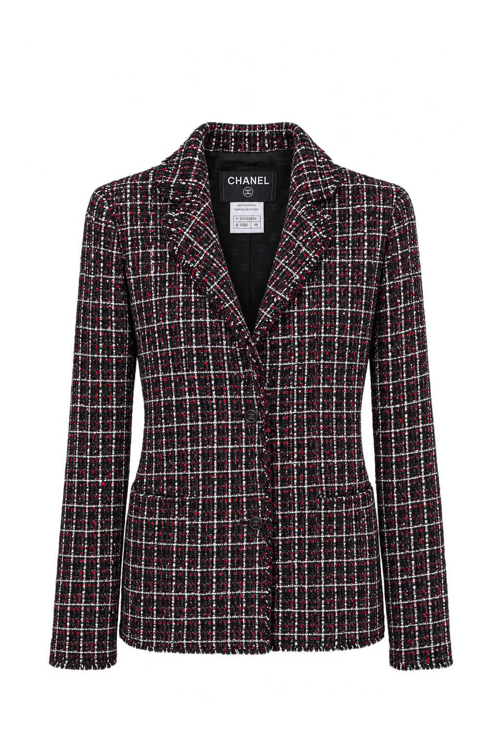1990s Black Tweed Blazer - Front View